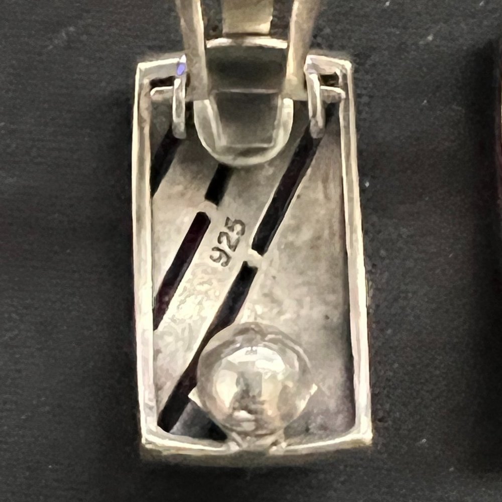 Vintage 925 Sterling Silver Rectangular Marcasite… - image 4